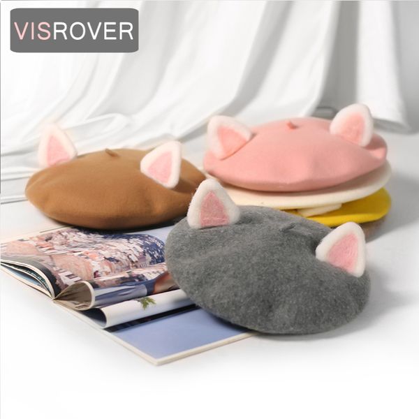 berets visrover 2021 31 colorways winter cat ears beret solid color 100% real wool lovely hat woman autumn, Blue;gray
berets visrover 2021 31 colorways winter cat ears beret solid color 100% real wool lovely hat woman autumn, Blue;gray