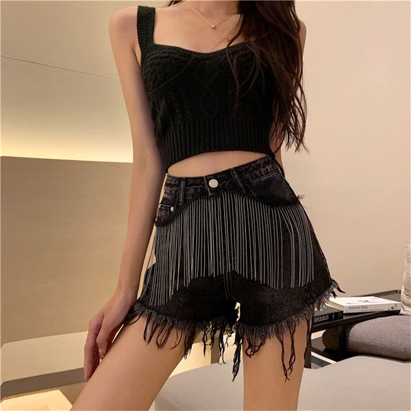 casual women shorts 2020 summer fashion chain tasseled shorts chic ripped jeans high-waist black mini, Blue
casual women shorts 2020 summer fashion chain tasseled shorts chic ripped jeans high-waist black mini, Blue
