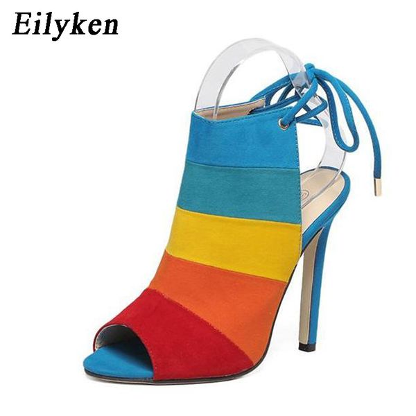 eilyken women sandals bandage flock cross strap lace up high heels 10cm sandal femme fashion mixed colors summer sandals shoes c0410, Black
eilyken women sandals bandage flock cross strap lace up high heels 10cm sandal femme fashion mixed colors summer sandals shoes c0410, Black