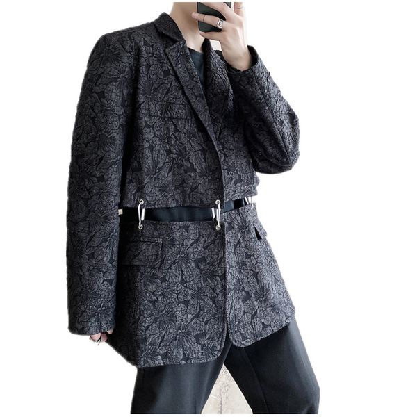 men's suits & blazers male streetwear vintage fashion suit coat outerwear men removable hem jacquard fabric loose casual jacket, White;black
men's suits & blazers male streetwear vintage fashion suit coat outerwear men removable hem jacquard fabric loose casual jacket, White;black