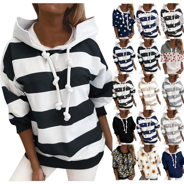 women's hoodies & sweatshirts womens casual hooded women fashion drawstring long sleeve plus size striped print autumn pullover sudader, Black
women's hoodies & sweatshirts womens casual hooded women fashion drawstring long sleeve plus size striped print autumn pullover sudader, Black