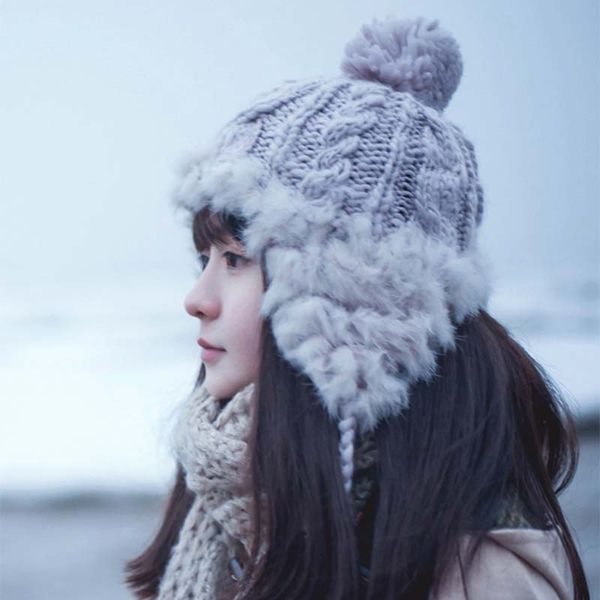 winter female fur pom poms hat winter hat for women girl 's knitted beanies cap thick women ear warm skullies beanies, Blue;gray
winter female fur pom poms hat winter hat for women girl 's knitted beanies cap thick women ear warm skullies beanies, Blue;gray