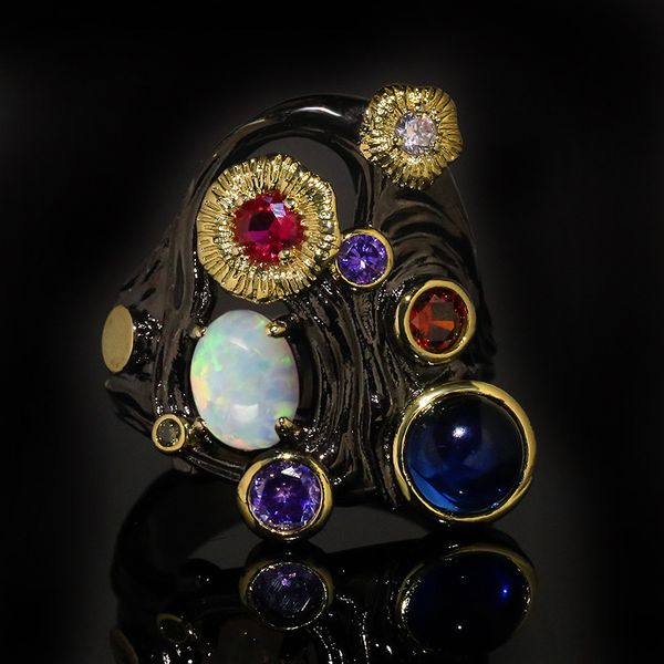 wedding rings europe and the united states hollow colorful zircon opal ring female black gold color jewelry fashion brand gift, Slivery;golden
wedding rings europe and the united states hollow colorful zircon opal ring female black gold color jewelry fashion brand gift, Slivery;golden