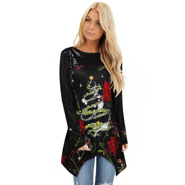 tshirt crew neck long sleeve tees ladies sequins casual clothes women christmas irregular, White
tshirt crew neck long sleeve tees ladies sequins casual clothes women christmas irregular, White