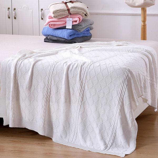 Home Textile 100%cotton blanket soft sofa bed knitted throw 120*180cm white blandets pink gray blue color kids adult knee cover
Home Textile 100%cotton blanket soft sofa bed knitted throw 120*180cm white blandets pink gray blue color kids adult knee cover