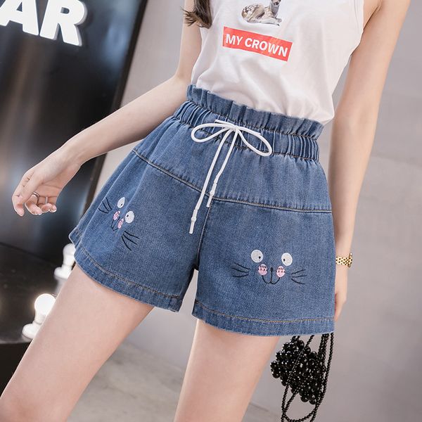 korean-style summer denim shorts women 5xl large size elastic high waist loose jeans feminino chic ladies bottom k5901, White;black
korean-style summer denim shorts women 5xl large size elastic high waist loose jeans feminino chic ladies bottom k5901, White;black