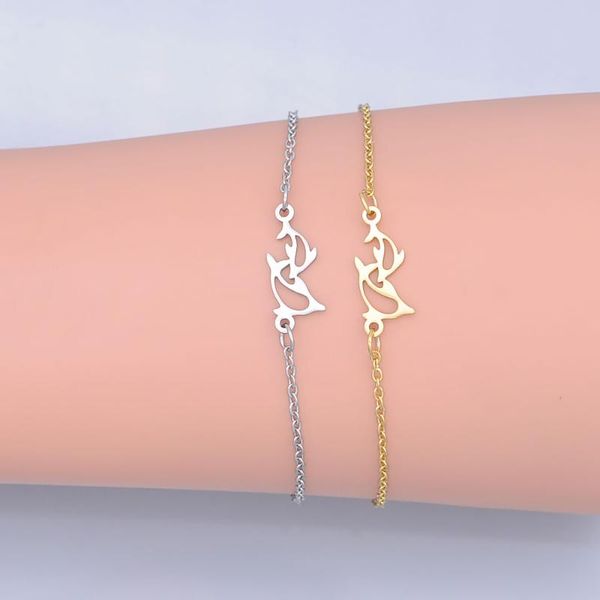 link, chain 100% stainless steel dainty playing dolphin charm bracelet for women wholesale drop super quality, Black
link, chain 100% stainless steel dainty playing dolphin charm bracelet for women wholesale drop super quality, Black