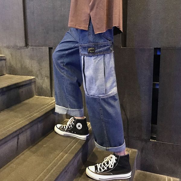 men's jeans 2020 autumn and winter new stitching loose straight solid color overalls for young men fashion trend clothing, Blue
men's jeans 2020 autumn and winter new stitching loose straight solid color overalls for young men fashion trend clothing, Blue