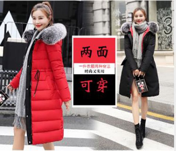 wholesale fashion women's new fall/winter mid-length over-the-knee large fur collar two sides wear down cotton padded jacket, Black
wholesale fashion women's new fall/winter mid-length over-the-knee large fur collar two sides wear down cotton padded jacket, Black