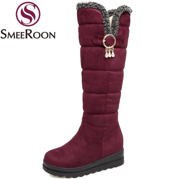 smeeroon fashion slip on flock knee high boots for women comfortable med heels boots keep warm winter campus shoes woman, Black
smeeroon fashion slip on flock knee high boots for women comfortable med heels boots keep warm winter campus shoes woman, Black