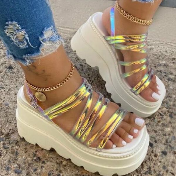 women summer sandals back strap buckle platform wedges mid heel increasing height fashion beach ladies shoes zapatos de mujer, Black 
women summer sandals back strap buckle platform wedges mid heel increasing height fashion beach ladies shoes zapatos de mujer, Black