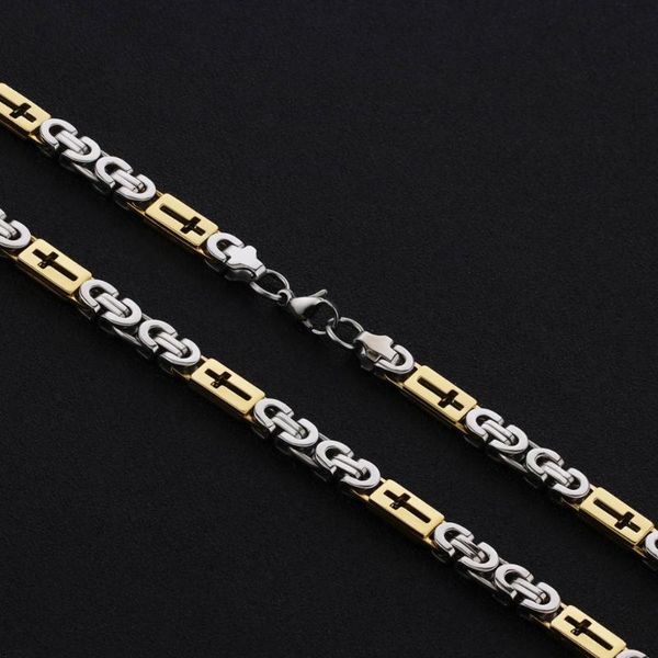 pendant necklaces gold silver color byzantine stainless steel carved cross heavy link chain necklace for men religous jewelry gifts 55cm 
pendant necklaces gold silver color byzantine stainless steel carved cross heavy link chain necklace for men religous jewelry gifts 55cm