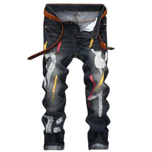 men's jeans 2021 men biker fashion hip hop paint printing streetwear hombre slim pants denim trousers w1127, Blue
men's jeans 2021 men biker fashion hip hop paint printing streetwear hombre slim pants denim trousers w1127, Blue