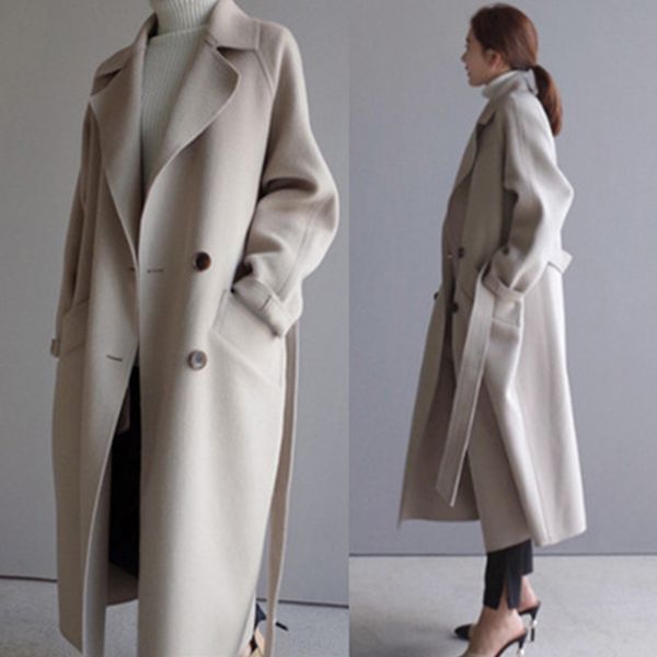 women winter coats autumn and winter new large size women's solid color lapel loose long double-sided wool coat female jas, Black
women winter coats autumn and winter new large size women's solid color lapel loose long double-sided wool coat female jas, Black