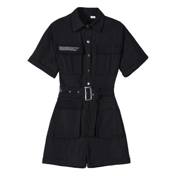women short rompers female fashion button up wide-leg high street cargo playsuits casual high waist loose black romper, Black;white
women short rompers female fashion button up wide-leg high street cargo playsuits casual high waist loose black romper, Black;white
