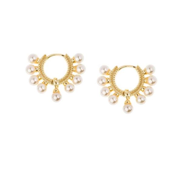 hoop & huggie lozrunve elegant fashion 925 silver halo pearl earrings jewelryarring aur earring set women, Golden;silver