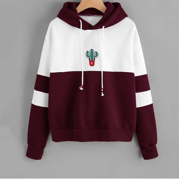 ladies casual sporty pullovers sweatshirt drawstring color block cactus embroidered hoodie spring autumn long sleeve, Black
ladies casual sporty pullovers sweatshirt drawstring color block cactus embroidered hoodie spring autumn long sleeve, Black
