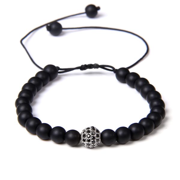 6mm round natural stone matte balck onyx beads braided bracelet fashion cz metal ball charm bracelet jewelry gifts women men, Black
6mm round natural stone matte balck onyx beads braided bracelet fashion cz metal ball charm bracelet jewelry gifts women men, Black
