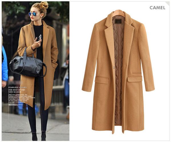 women's wool & blends manteau femme european 2021 fall / winter women oversized quilted woolen coat simple outerwear casaco feminino, Black
women's wool & blends manteau femme european 2021 fall / winter women oversized quilted woolen coat simple outerwear casaco feminino, Black