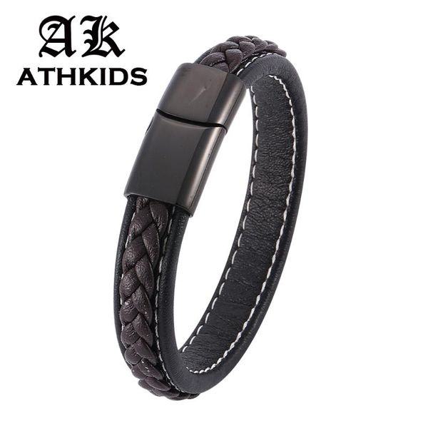 new men jewelry punk braided leather bracelet for men stainless steel magnetic clasp bracelets & bangles fashion gifts sp0013, Golden;silver
new men jewelry punk braided leather bracelet for men stainless steel magnetic clasp bracelets & bangles fashion gifts sp0013, Golden;silver