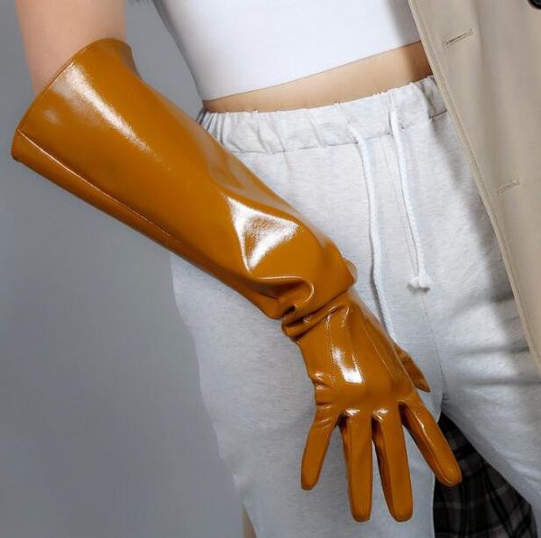 women' faux pu leather wide sleeve long gloves female patent brown leather gloves 50cm r2041, Blue;gray
women' faux pu leather wide sleeve long gloves female patent brown leather gloves 50cm r2041, Blue;gray