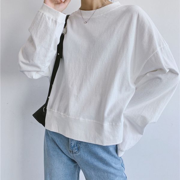 playful teenager comfor sweater table washed cotton hem stitching round neck long sleeve short sweater for women omeha, Black
playful teenager comfor sweater table washed cotton hem stitching round neck long sleeve short sweater for women omeha, Black