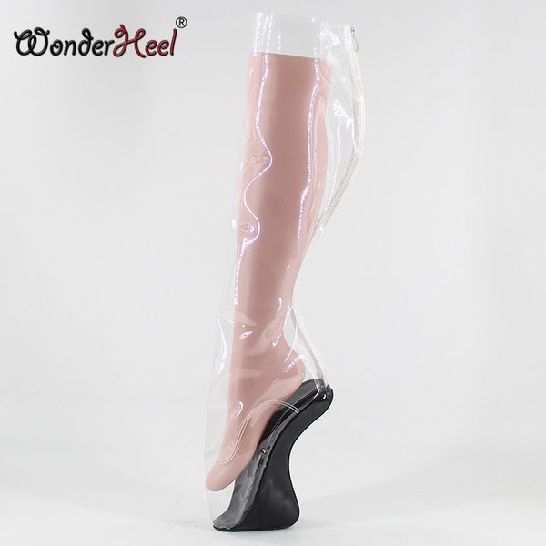 wonderheel new ultra high heel 18cm curved heel wedges ballet knee boots fetish clear pvc high ballet boot back zipper, Black
wonderheel new ultra high heel 18cm curved heel wedges ballet knee boots fetish clear pvc high ballet boot back zipper, Black