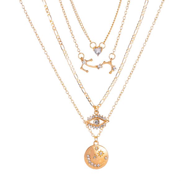trendy multilayer disc moon heart inlaid crystal eye pendant net red necklace clavicle chain women neck chain jewelry girl gift, Silver
trendy multilayer disc moon heart inlaid crystal eye pendant net red necklace clavicle chain women neck chain jewelry girl gift, Silver