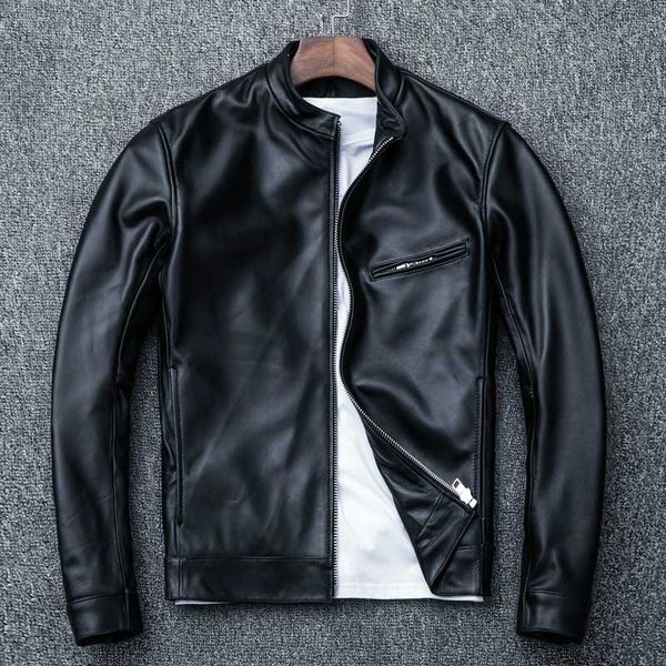 men motorcycle leather jacket casual natural genuine lambskin 100% real leather coat slim stand collar plus size outerwear male, Black
men motorcycle leather jacket casual natural genuine lambskin 100% real leather coat slim stand collar plus size outerwear male, Black