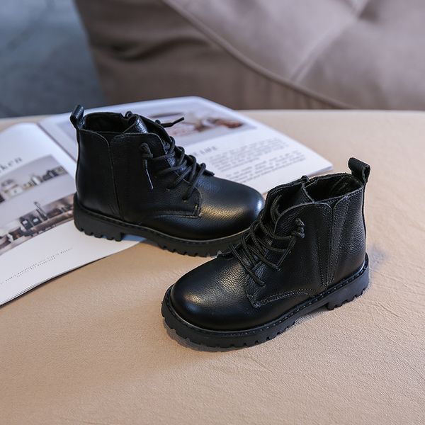 new children genuine leather rubber sole martin boots for boy and girl comfy kids fashion zipper black boots, Black;grey
new children genuine leather rubber sole martin boots for boy and girl comfy kids fashion zipper black boots, Black;grey