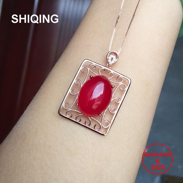 shiqing 100% nature red chalcedony 925 sterling silver vintage parttern carnelian necklace for lady women
shiqing 100% nature red chalcedony 925 sterling silver vintage parttern carnelian necklace for lady women