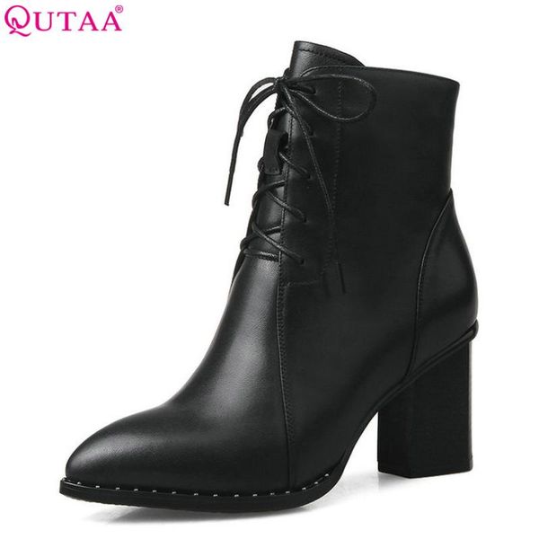 boots qutaa 2021 women genuine leather +pu solid square high heel pointed toe lace up and zipper fashion size 34-42, Black
boots qutaa 2021 women genuine leather +pu solid square high heel pointed toe lace up and zipper fashion size 34-42, Black
