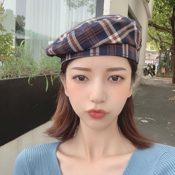 plaid beret women autumn and winter tide painter hat japanese all-match hat ladies, Blue;gray
plaid beret women autumn and winter tide painter hat japanese all-match hat ladies, Blue;gray