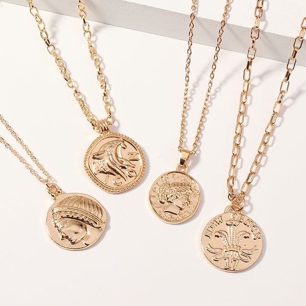 pendant necklaces european american alloy necklace vintage punk style hip hop portrait round adjustable jewelry for women, Silver
pendant necklaces european american alloy necklace vintage punk style hip hop portrait round adjustable jewelry for women, Silver