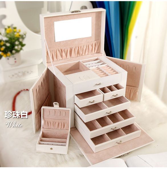 26,5 * 23 * 19.8cm jewlery box пятислойной кожа макияж ящик для хранения ювелирных изделий ювелирных изделий серьги multi-layer дисплей, Pink;blue
26,5 * 23 * 19.8cm jewlery box пятислойной кожа макияж ящик для хранения ювелирных изделий ювелирных изделий серьги multi-layer дисплей, Pink;blue