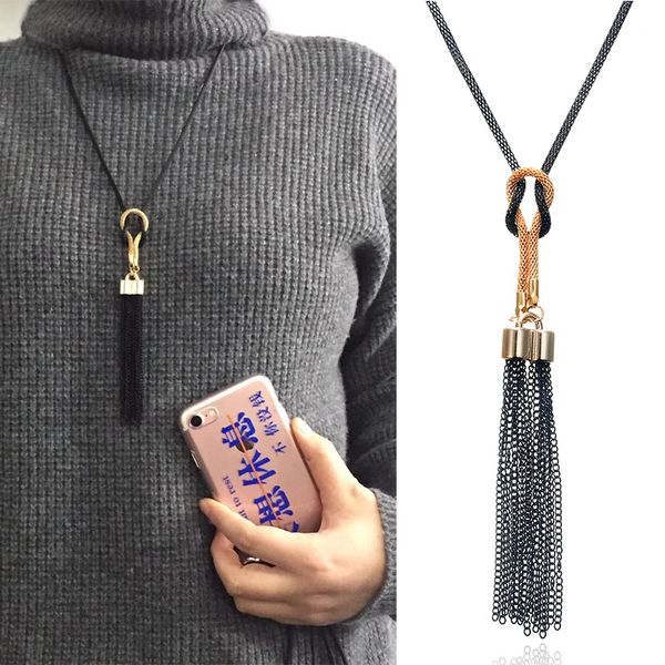 vintage black long tassel necklace pendant for women female winter sweater chain accessories collares statement necklace jewelry, Silver
vintage black long tassel necklace pendant for women female winter sweater chain accessories collares statement necklace jewelry, Silver