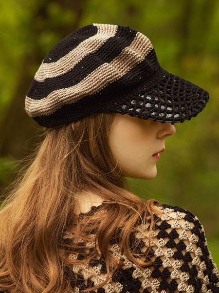 berets b-7948 handmade knitting beret hat british elegant striped casquette adjustable hats vintage octagonal, Blue;gray
berets b-7948 handmade knitting beret hat british elegant striped casquette adjustable hats vintage octagonal, Blue;gray