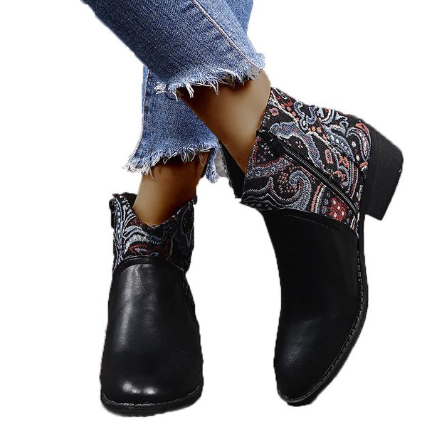 women square short boots paisley color matching ladies ankle bootee black 2020 autumn new female low heel shoes size 35-43
women square short boots paisley color matching ladies ankle bootee black 2020 autumn new female low heel shoes size 35-43