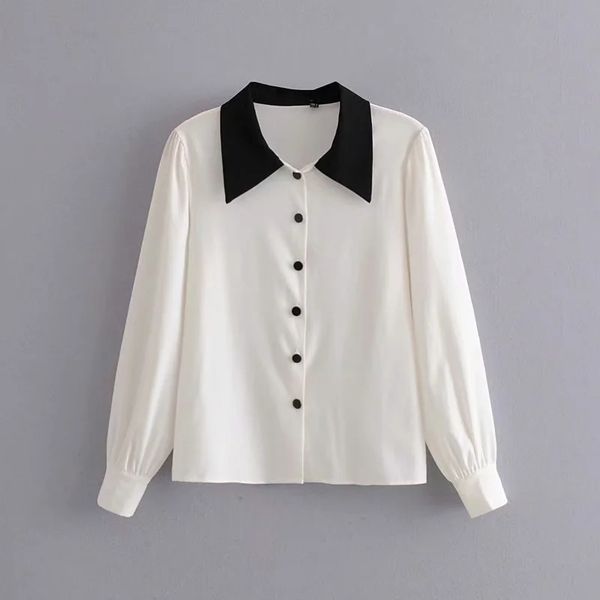2020 women blouses shirts autumn fall new women's fashion french patchwork color lapel single-row button long-sleeve temperament shirt, White
2020 women blouses shirts autumn fall new women's fashion french patchwork color lapel single-row button long-sleeve temperament shirt, White