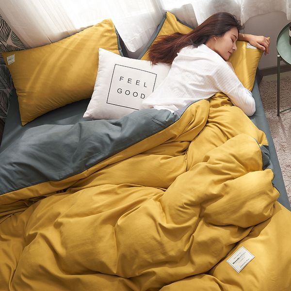 bedding sets 2021 solid color yellow blue gray set polyester/cotton a/b double-sided simplicity bed sheet quilt cover pillowcase 4pcs
bedding sets 2021 solid color yellow blue gray set polyester/cotton a/b double-sided simplicity bed sheet quilt cover pillowcase 4pcs