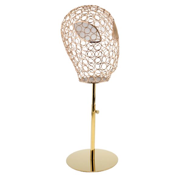 adjustable metal mannequin head hats caps stand display rack wigs holder, White