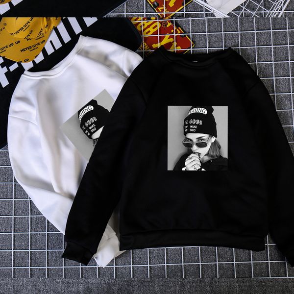 2020 new fashion casual women's autumn and winter sweatshirt long sleeve glasses character print white drop shipping, Black
2020 new fashion casual women's autumn and winter sweatshirt long sleeve glasses character print white drop shipping, Black