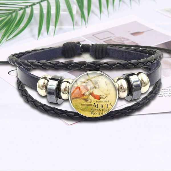for valentine's day gift virgin black leather bracelet bangle glass cabochon jewelry alice's adventures in wonderland, Golden;silver
for valentine's day gift virgin black leather bracelet bangle glass cabochon jewelry alice's adventures in wonderland, Golden;silver
