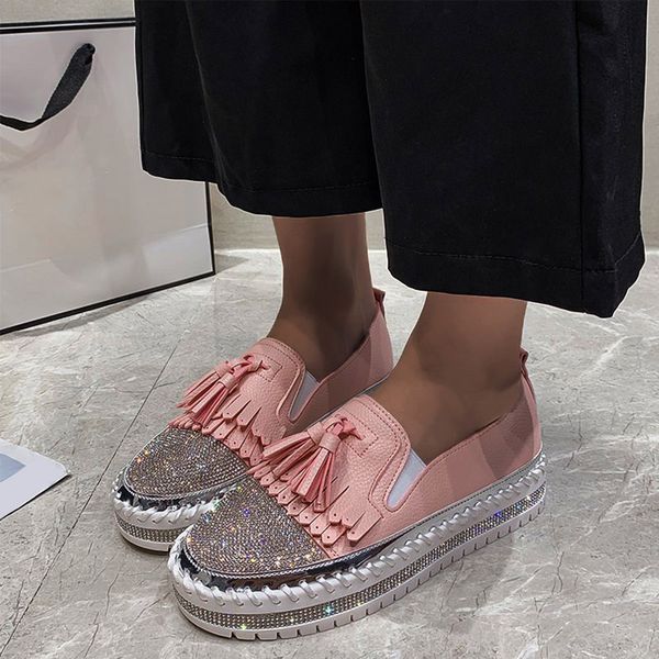 women shoes ladies slip on platform fringe crystal flat shoes female sewing solid casual loafer woman fashion bling footwear, Black
women shoes ladies slip on platform fringe crystal flat shoes female sewing solid casual loafer woman fashion bling footwear, Black