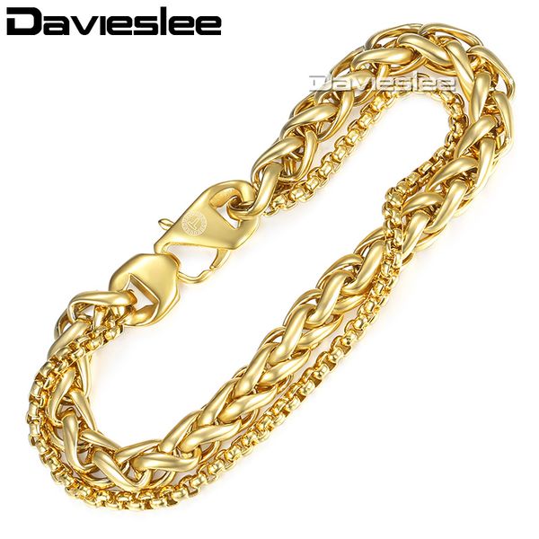 davieslee wheat chain bracelets for men gold stainless steel double chains mens bracelets male jewelry dropshipping gifts ddb06, Black
davieslee wheat chain bracelets for men gold stainless steel double chains mens bracelets male jewelry dropshipping gifts ddb06, Black