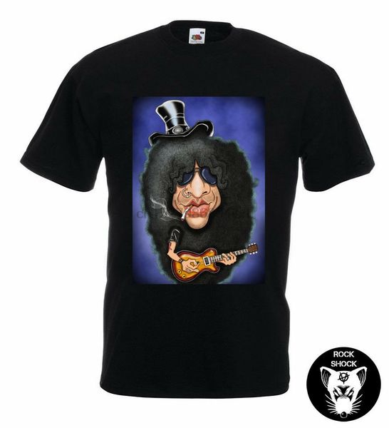 slash caricature t-shirt heavy metal guitarist guns n roses rock drawing