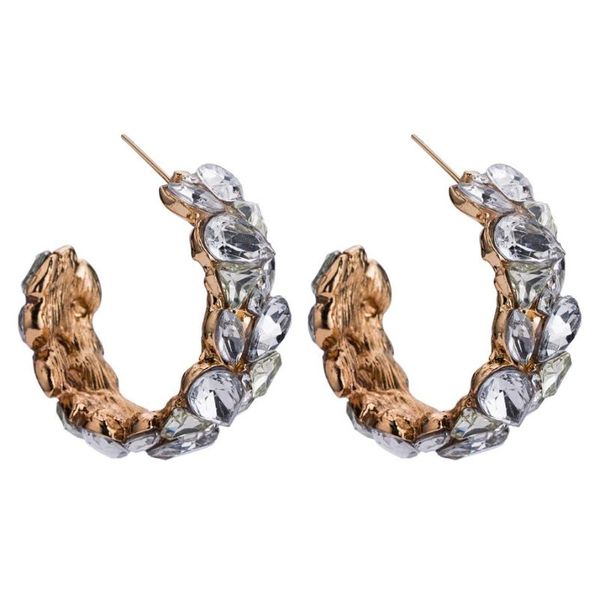 new trendy golden sparkly crystals women`s cuff earrings