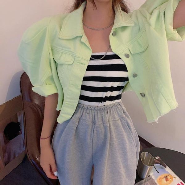 women denim jacket summer autumn short jeans coat casual korea style streetwear female puff-sleeve jeans coat, Black;brown
women denim jacket summer autumn short jeans coat casual korea style streetwear female puff-sleeve jeans coat, Black;brown