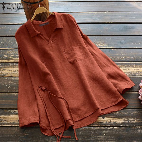 women's blouses & shirts zanzea plus size women blouse casual lapel neck long sleeve cotton linen vintage female solid loose blusas tu, White
women's blouses & shirts zanzea plus size women blouse casual lapel neck long sleeve cotton linen vintage female solid loose blusas tu, White