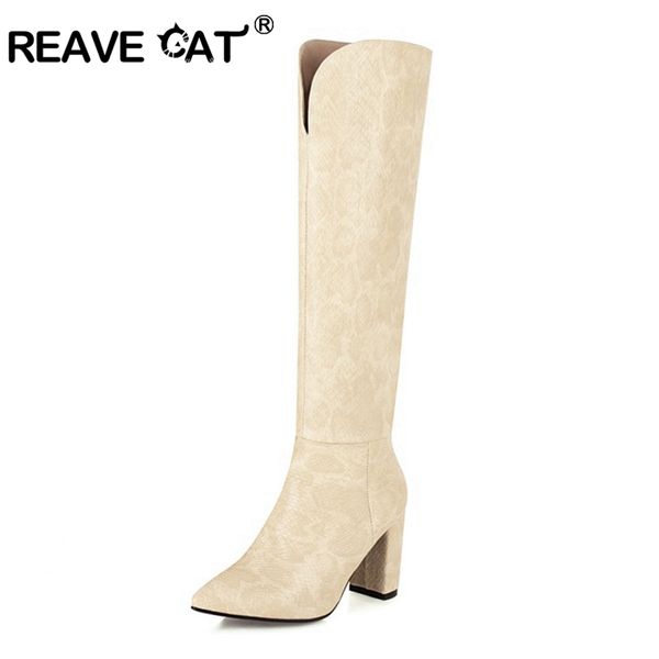 reavecat winter warm knee-high boots pointed toe 8cm chunky heels pu slip-on solid serpentine big size 34-48 yellow work c2062, Black
reavecat winter warm knee-high boots pointed toe 8cm chunky heels pu slip-on solid serpentine big size 34-48 yellow work c2062, Black